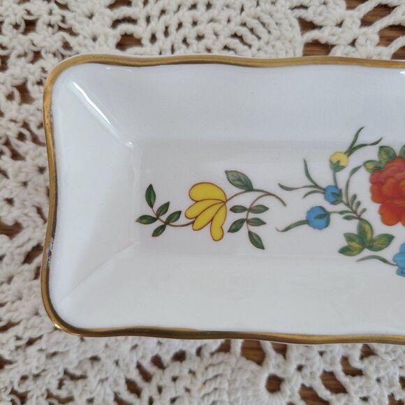 Aynsley England Mint Tray 8-1/4" Fine English Bone China Famille Rose Pattern - Picture 2 of 15